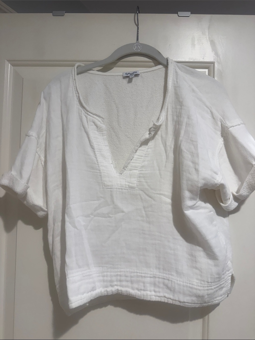 Splendid Relaxed White V-Neck Women's Top